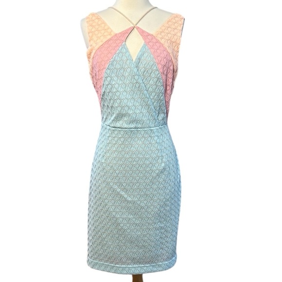 Greylin Blue, Pink, and Orange Sheath Mini Dress Terry Cotton like lining size M - Picture 1 of 15